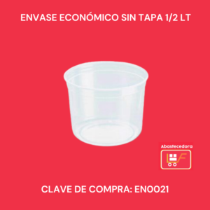 Envase Económico Sin Tapa 1/2 lt