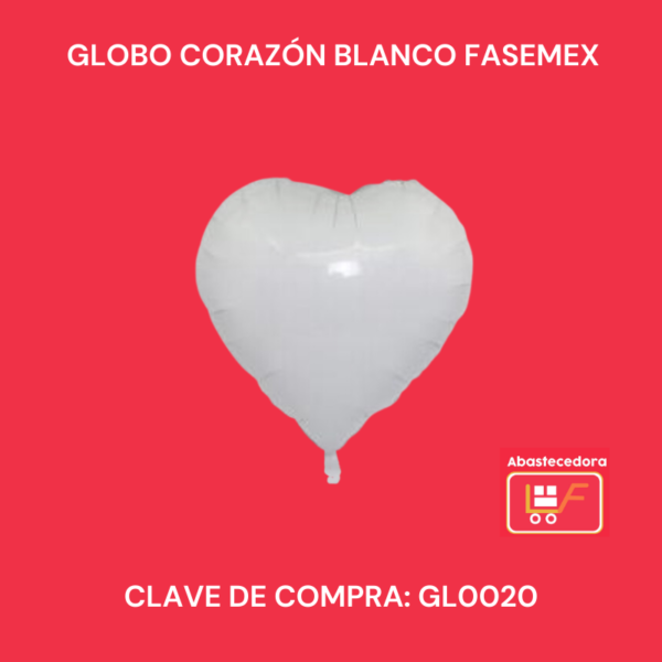 Globo Corazón Blanco Fasemex