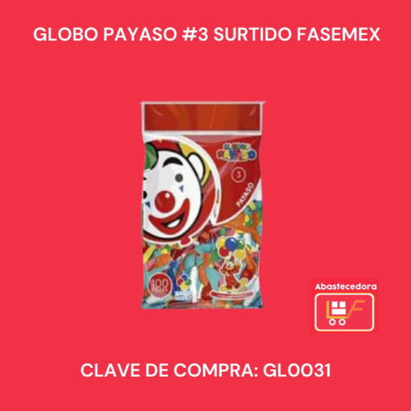 Globo Payaso #3 Surtido Fasemex