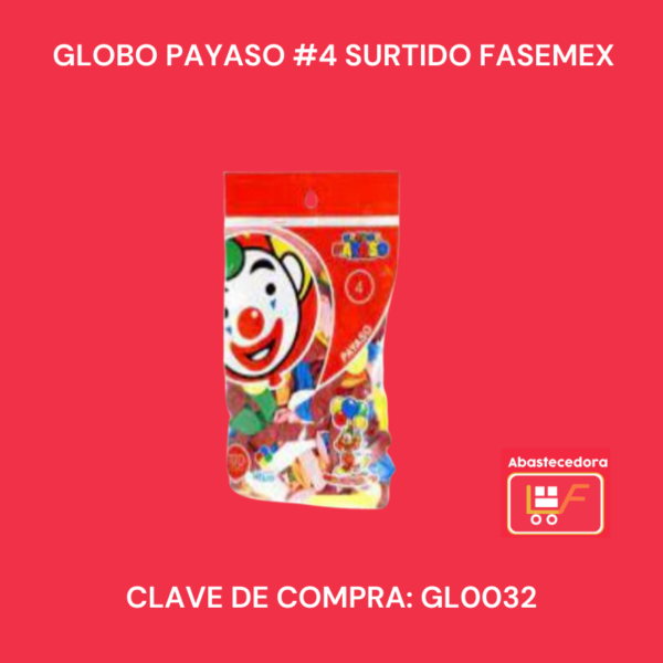 Globo Payaso #4 Surtido Fasemex