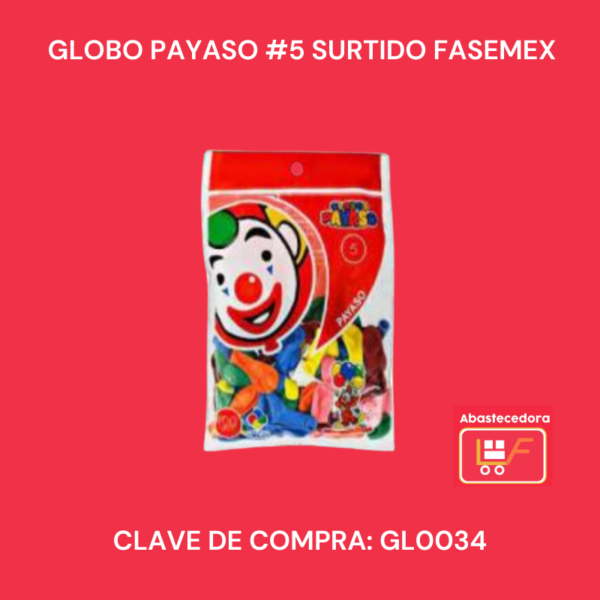 Globo Payaso #5 Surtido Fasemex