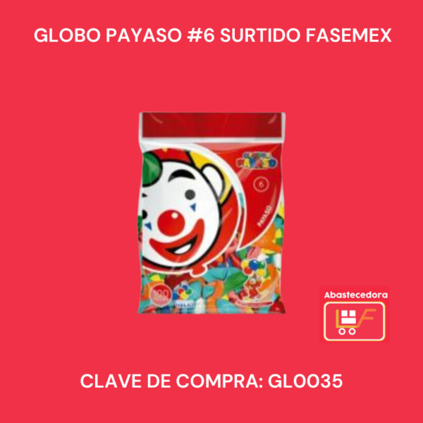 Globo Payaso #6 Surtido Fasemex