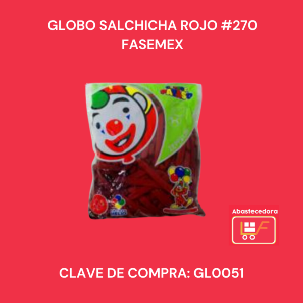 Globo Salchicha Rojo #270 Fasemex