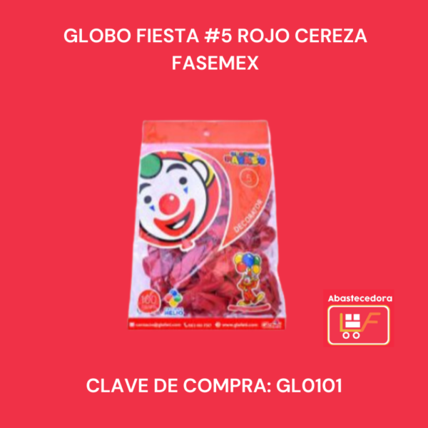 Globo Fiesta #5 Rojo Cereza Fasemex