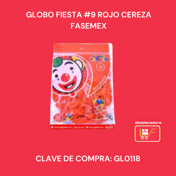 Globo Fiesta #9 Rojo Cereza Fasemex