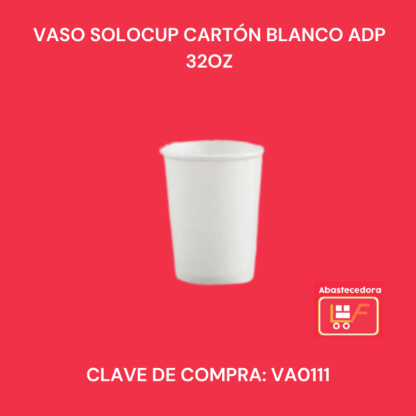 Vaso Solocup Cartón Blanco ADP 32 oz