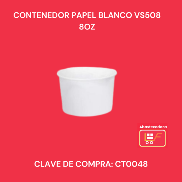 Contenedor Papel Blanco VS508 8 oz
