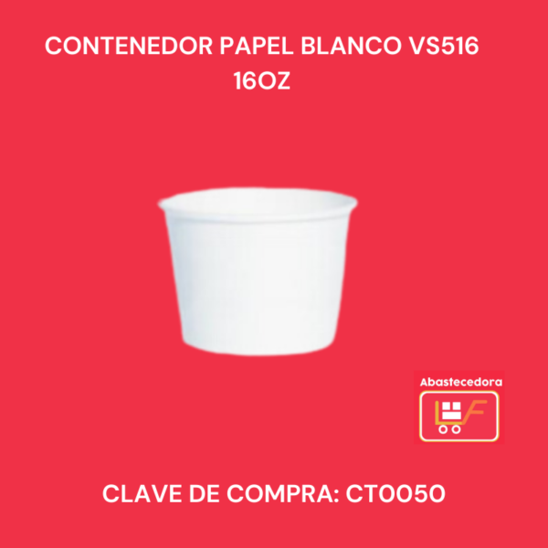 Contenedor Papel Blanco VS516 16 Oz