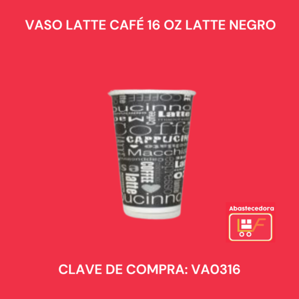 Vaso Latte Café 16 Oz Negro