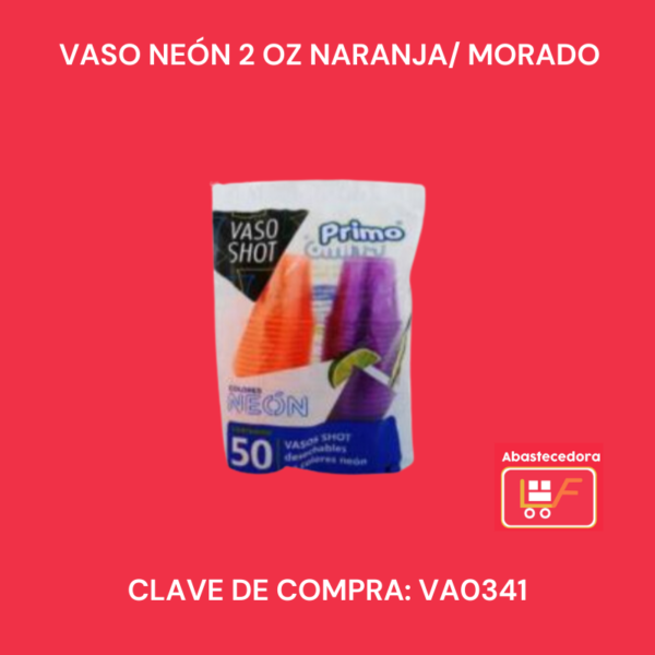 Vaso Neón 2 Oz Naranja/ Morado