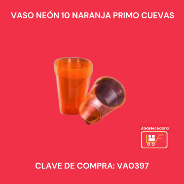 Vaso Neón #10 Naranja Primo Cuevas