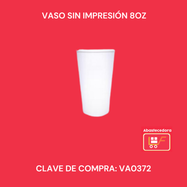 Vaso sin impresión 8oz
