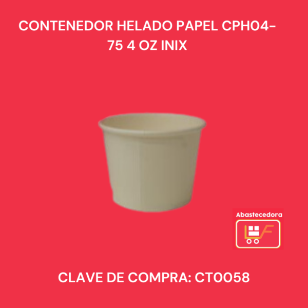 Contenedor Helado Papel  CPH04-75 4 oz Inix