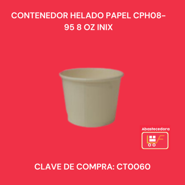 Contenedor Helado Papel CPH08-95 8oz Inix