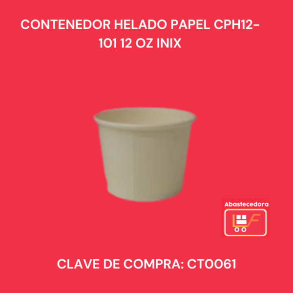 Contenedor Helado Papel CPH12-101 12oz Inix